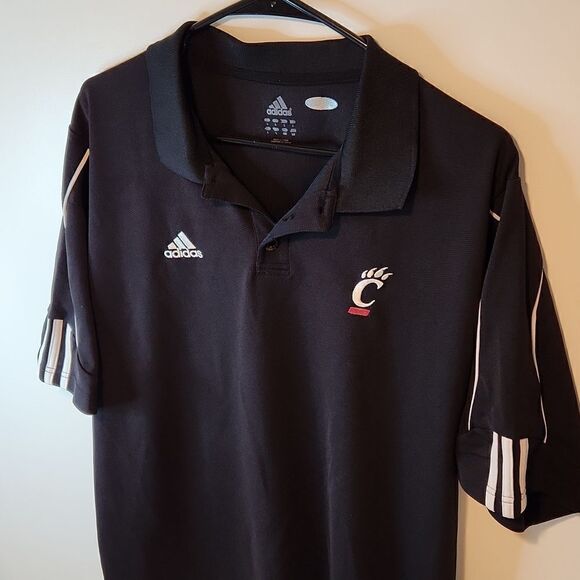 Adidas Climacool NCAA Cincinnati Bearcats Polo Shirt Men's Size Large Black EUC - Picture 7 of 10